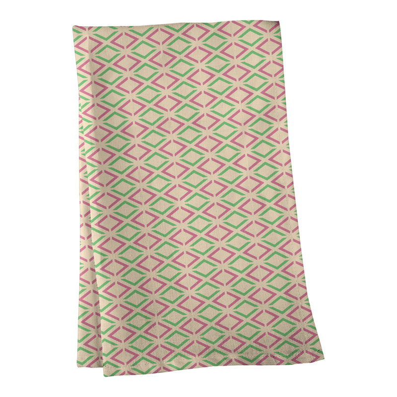 Torchon à losanges Arrow, Rose/vert, Croisé en coton
