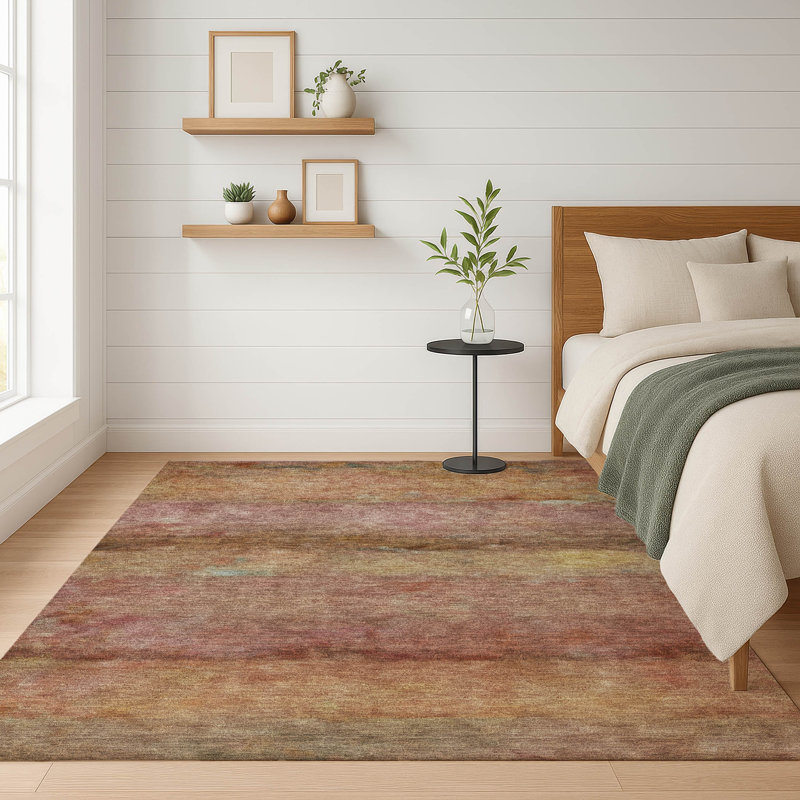 Premium Machine Washable Mayfield AMF2311 Stripes Rug, Terracotta, 10' x 14'