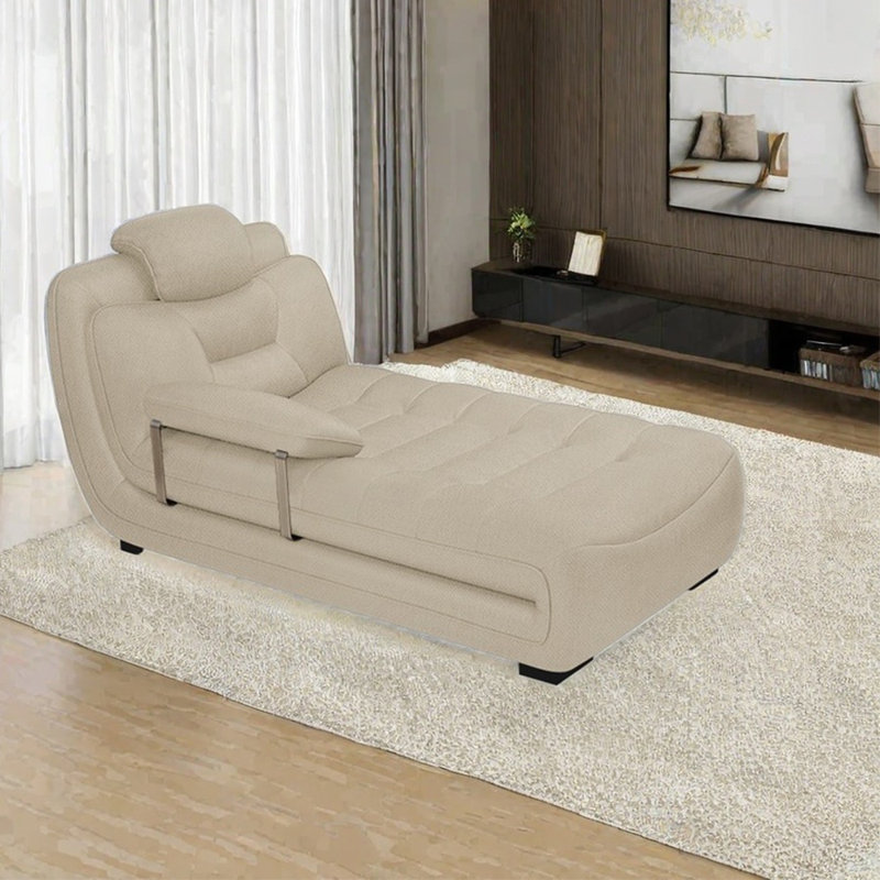 Fauteuil inclinable en coton et en lin à haute élasticité, Orienté à droite, Crème, crème