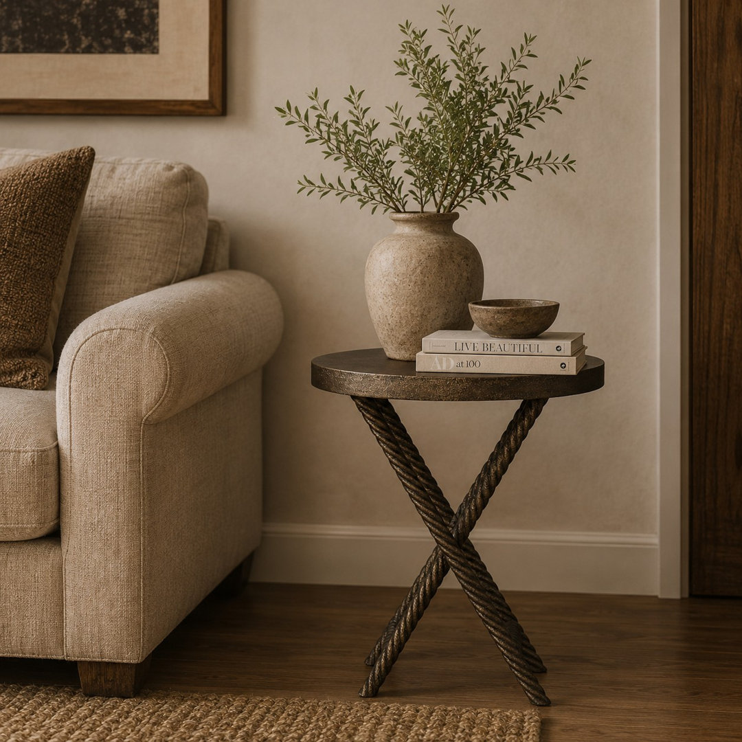Jovita Solid Wood Cross Legs End Table