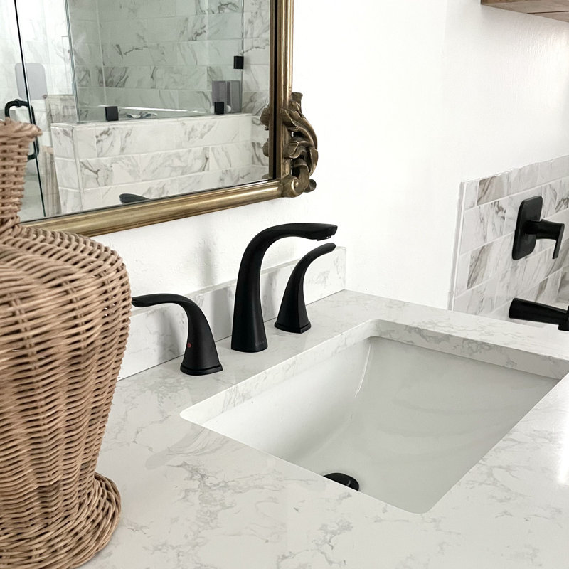 Lulani Kauai Widespread Bathroom Faucet with Drain Assembly, Matte Black