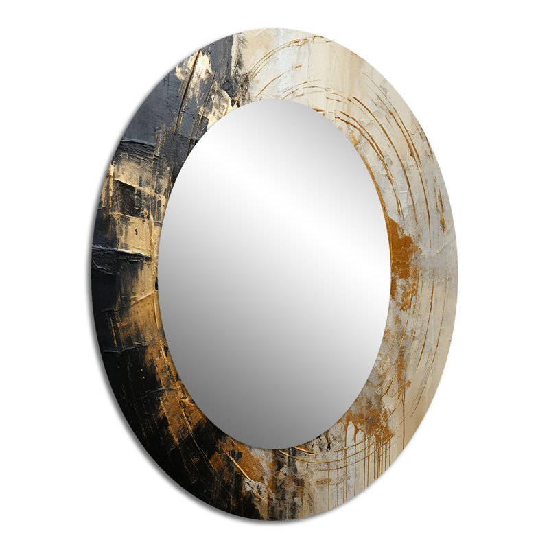 Minimalisme Vortex Poteries - Miroir mural ovale moderne doré, 40 po x 30 po