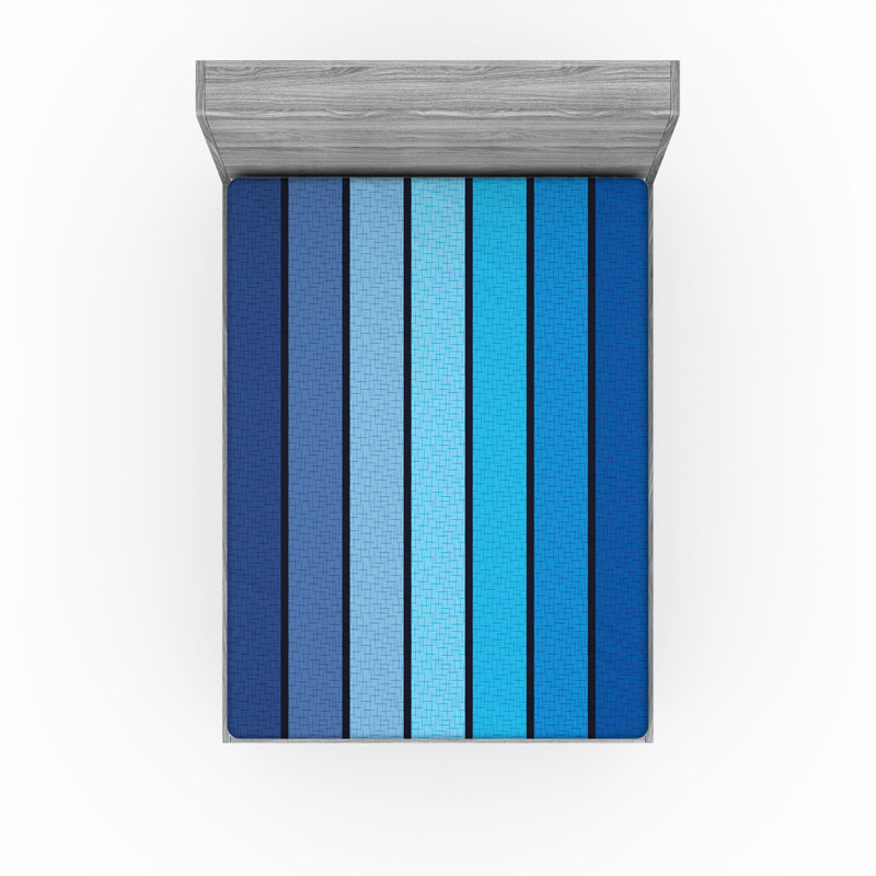 Drap-housse bleu marine et bleu pâle Ambesonne, Ensemble de draps pour lit très grand californien