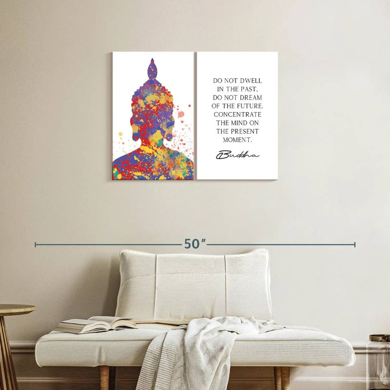 " Do Not Dwell Zen Quote " 2 - Pieces, 24" H x 33" W x 1.25" D