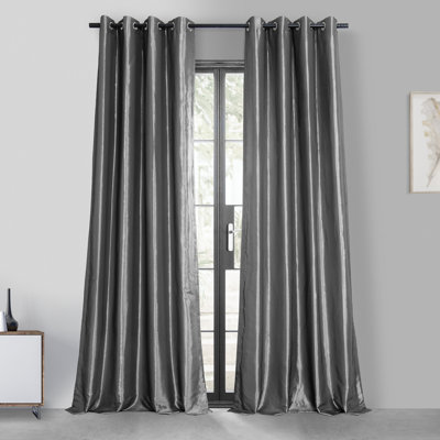 Onecre Grommet Faux Silk Blackout Curtains - Single Panel Drapes (1 Panel)