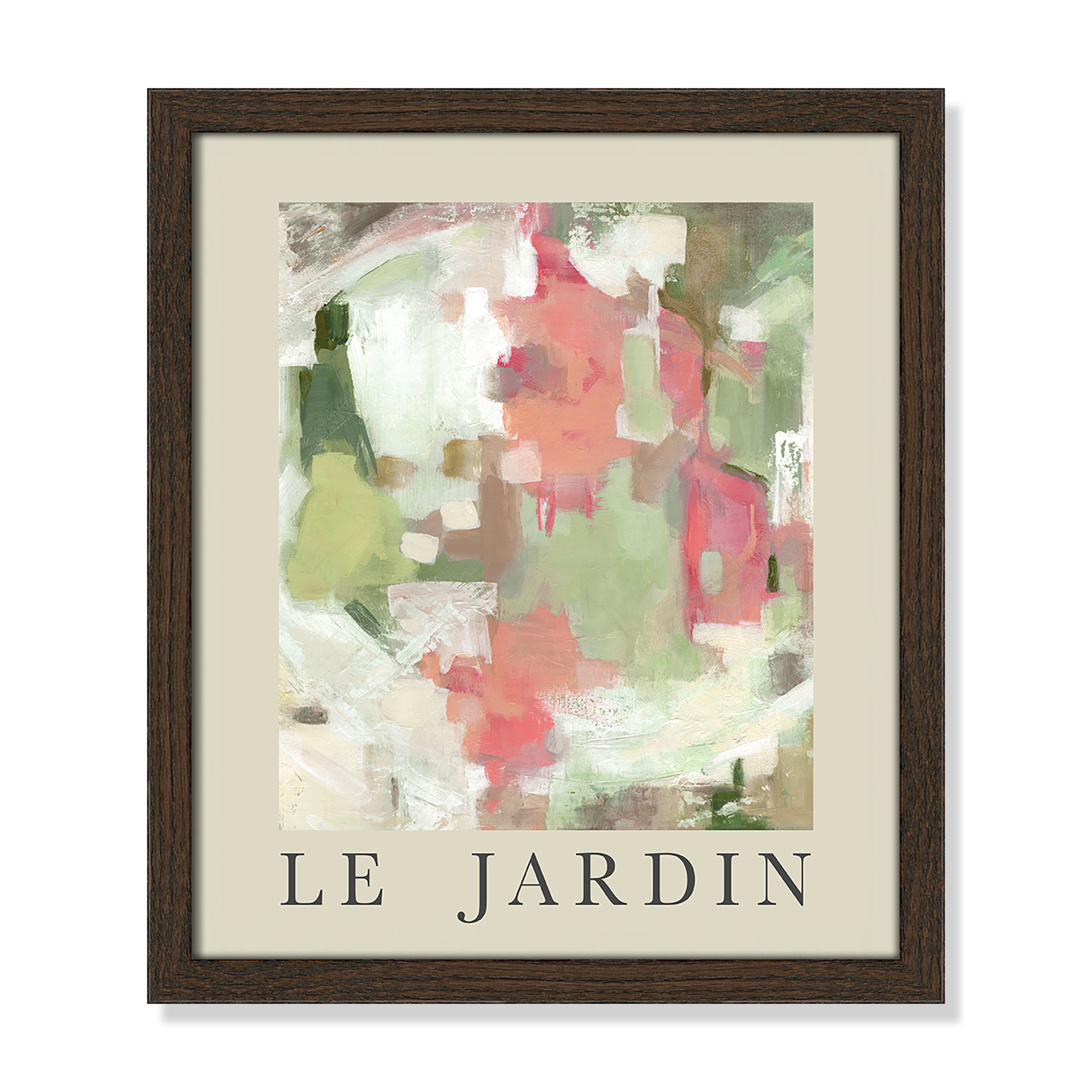 Botanical Poster Collection " Le Jardin " by Carol Robinson, 15" H x 13" W x 0.75" D, Walnut Single Picture Frame, No
