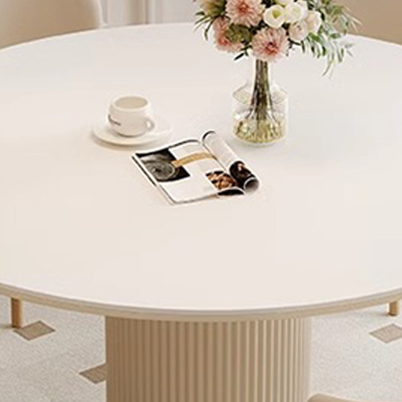 Table de salle à manger ronde de style crème et chaise, 29.5"H x 47.2"L x 47.2"W