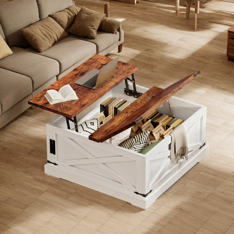 Multi-functional Lifting Dining Table Coffee Table, 18.5"H x 31.5"L x 31.5"W