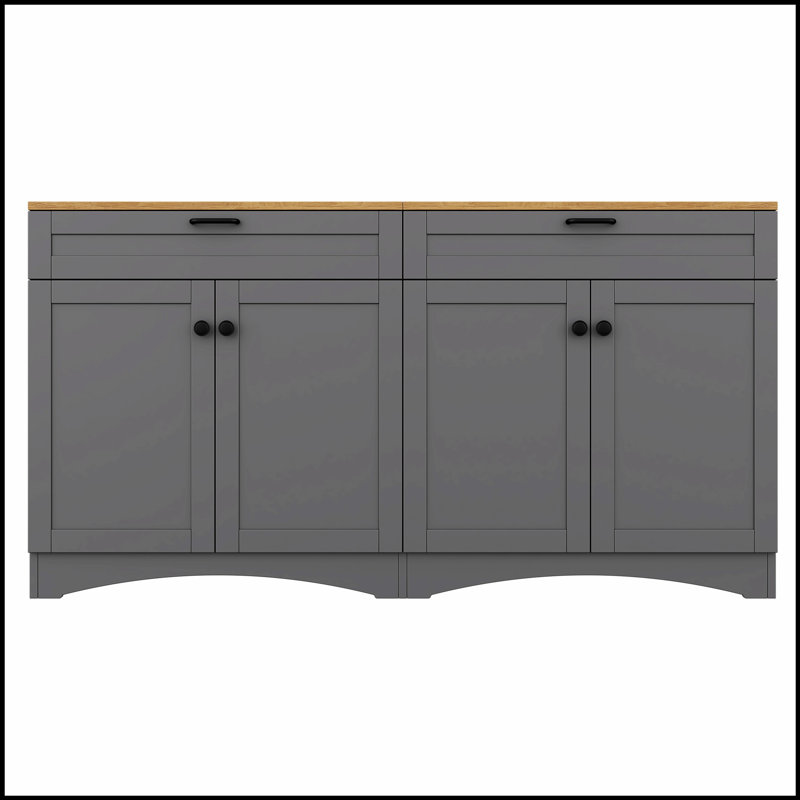 Meuble télé avec 2 tiroirs pour téléviseur de 70 po ou moins Farmhouse, Gris