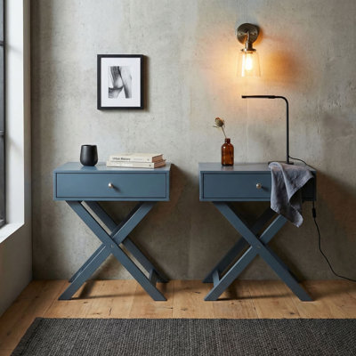 Pair of Leanora 1-Drawer Premium Bedside Tables, Set of Two Nightstands, End Tables