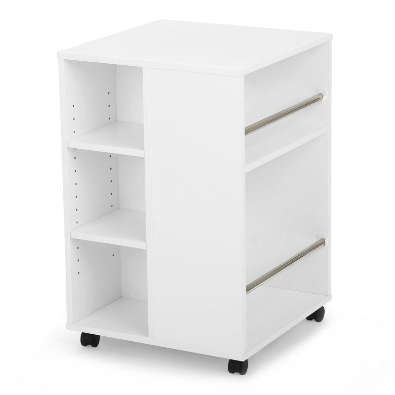 White 4-Sided Craft Storage Cube with Casters
