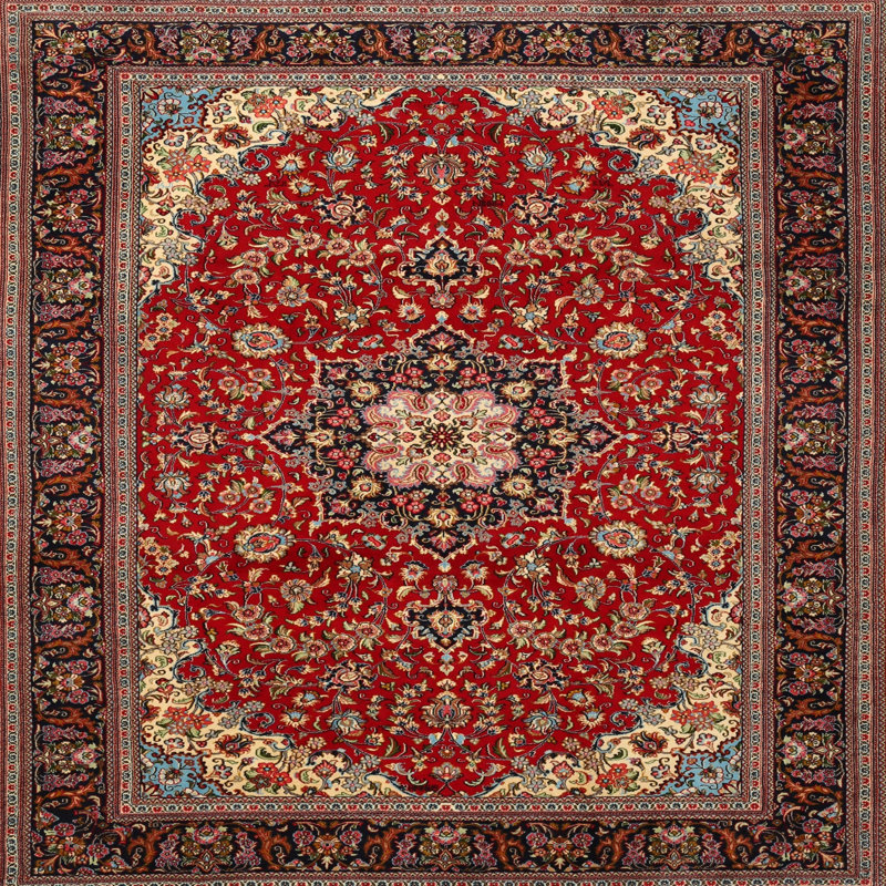 Rouge/brun Tapis décoratif Criss oriental, Carré 5 pi