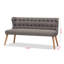 Banc 3 places Scribe avec tissu gris et bois fini naturel, H 32,31 po x l 62,61 po x P 23,81 po