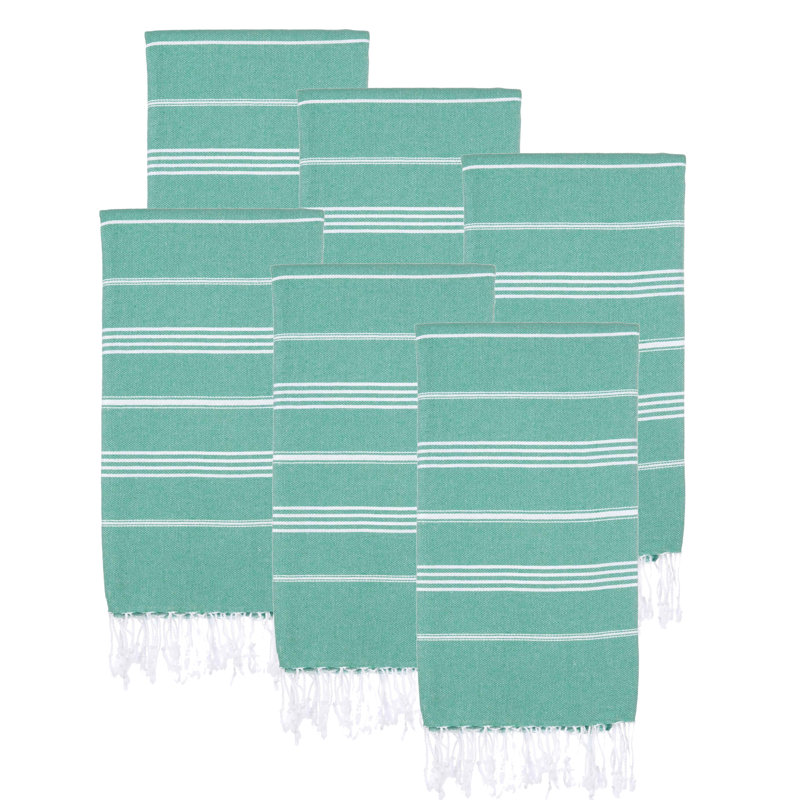 Ensemble de 6 serviettes pour lit de plage en coton turc Alize, Vert