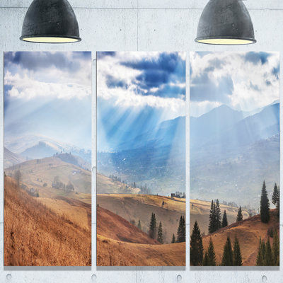 « belle mountain village view », ensemble de 3 reproductions de photos sur métal