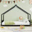 Structure de lit simple en forme de toit noir avec bandes à DEL, longueur 78,5 po, largeur 40,9 po, hauteur 58,4 po, éclairage silencieux et sécuritaire, structure-1224942783-1224942781
