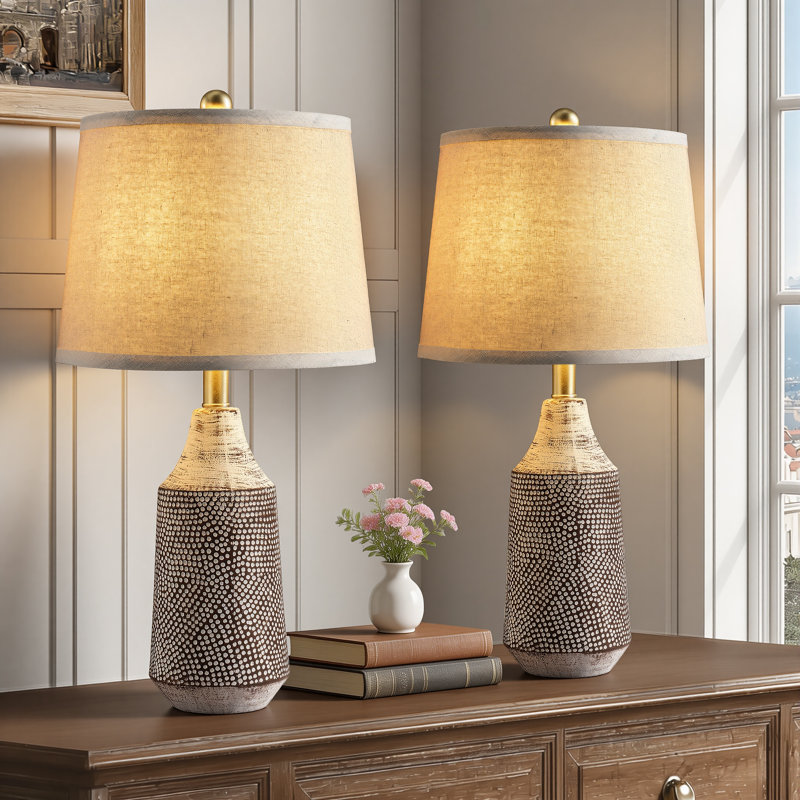 ChenJoss 23" Ceramic Table Lamp Set, suitable for bedrooms, living rooms, desks, and offices