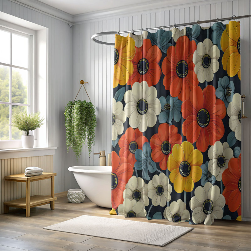 Rideau de douche Petal Wheels - Premium, H 74 po x l 71 po