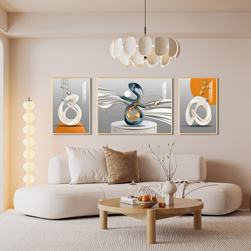 Encadré sur plastique / acrylique 3 pièces, H 27,55 po x l 74,8 po x P 1,18 po
