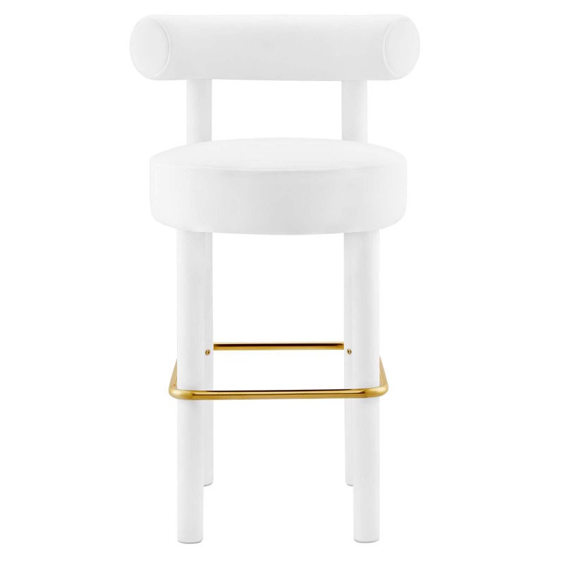 Modway Toulouse Stool, Gold, White, Bar Stool (30” Seat Height)