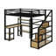 Lit mezzanine double en métal avec bureau et tablettes