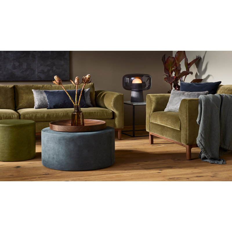 Guide Sofa, 31" H x 96" W x 36" D, White Oak, Coffee Velvet Polyester Blend