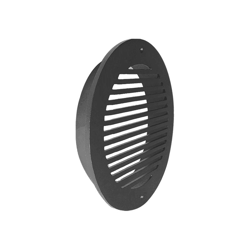Grille d'évacuation linéaire moderne 7,5 po, ronde 6 po, fonte d'aluminium, VR109, Noir, noir, noir, noir