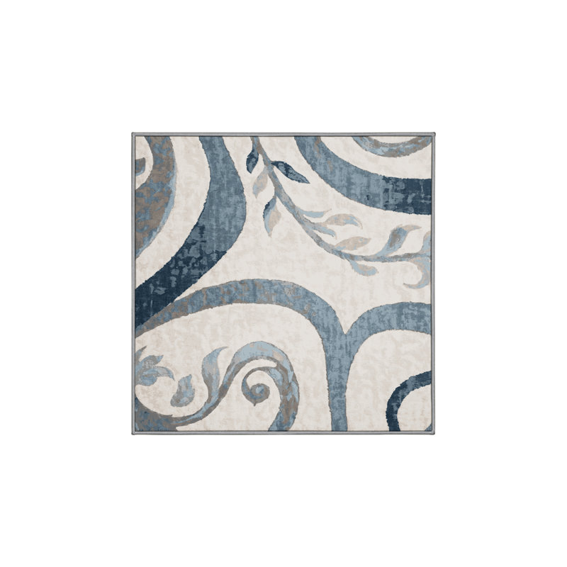 Machine Washable Gray Area Rug, Square 5'