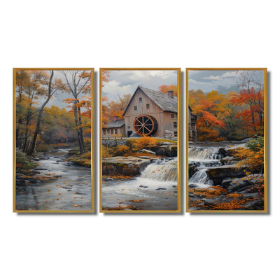 «Brown White Autumn Architectural Mills Photo», ensemble d'art mural Mills