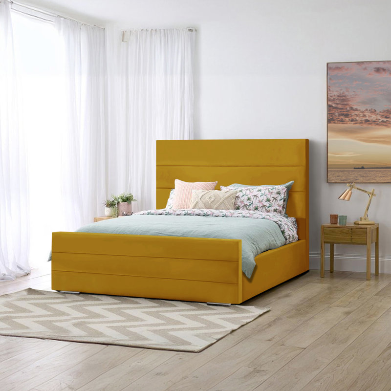 Aceyn Upholstered Bed, Double (4'6), Turmeric