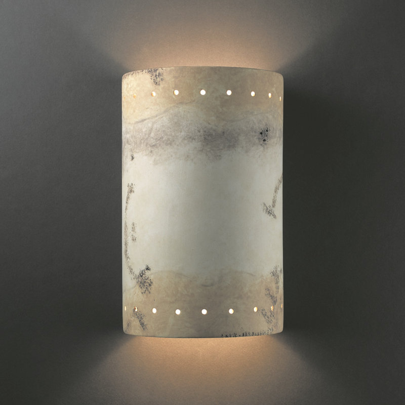 Henry Street Ceramic Flush Mounted Sconce, Greco Travertine
