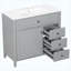 Meuble-lavabo gris autoportant 36 po avec lavabo, panneau de fibres à densité moyenne moderne et bois d'hévéa avec 3 tiroirs, tablette réglable, porte gauche (nouvelle couleur)-1875907028-1875907030-1875907032