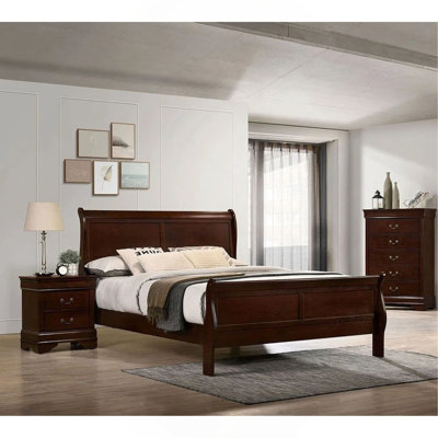 Classic Contemporary Bed Louis Phillipe Solidwood 1Pc Bed Bedroom Sleigh Bed Furniture