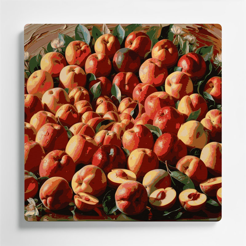 Art mural en métal brun fruits nectarine, H 12 po x l 12 po
