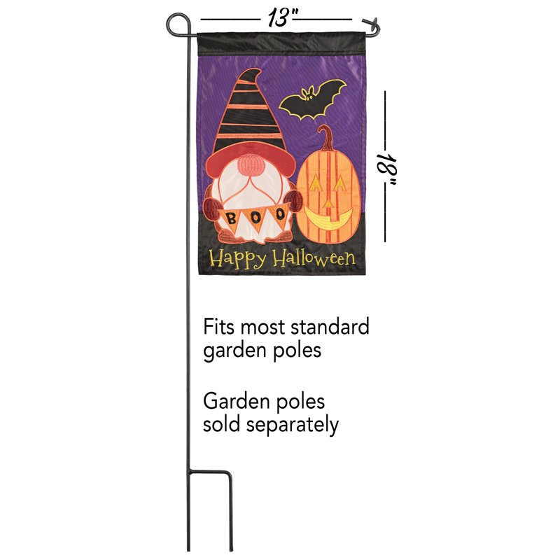 Drapeau de jardin gnome en polyester 18 po x 13 po Happy Halloween