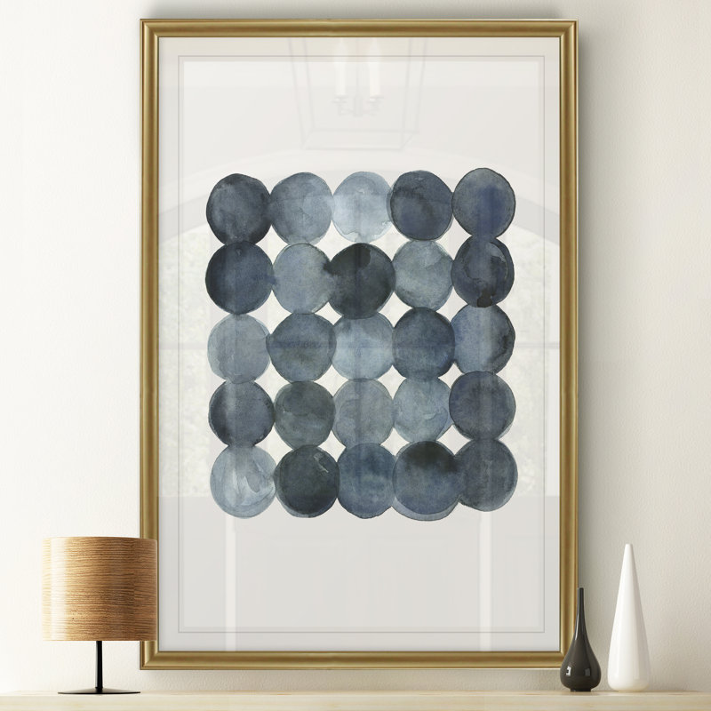 «Blue Grey Density I», peinture sur toile, H 30,5 po x l 22,5 po, Impression encadrée, Doré