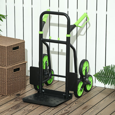  Trolley Hand Trucks 6-Wheels Foldable Load Cart Steel, Green