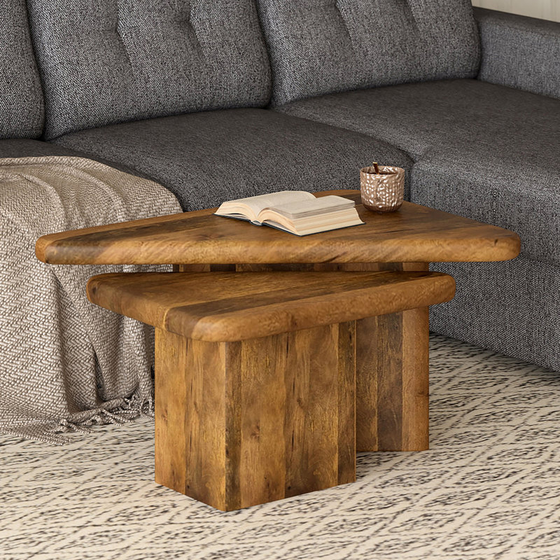 Bellin Solid Wood Nesting Coffee Table, Brown
