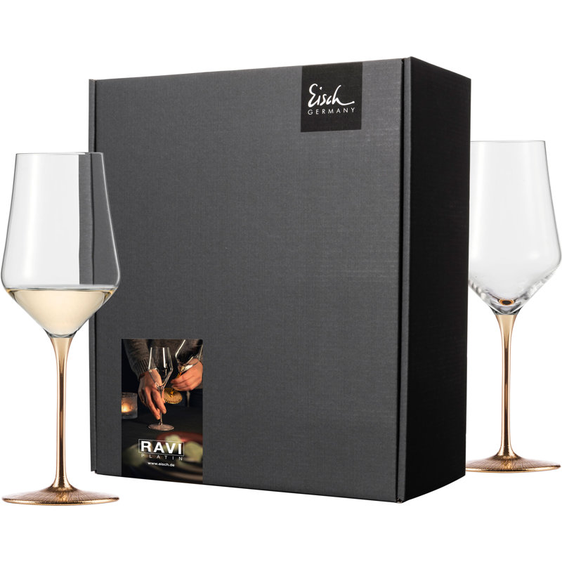 Erikson 380ml White Wine Glass Set, Gold