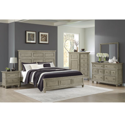 Edyth Panel 3PC Bedroom Set With Door Chest In Light Grey