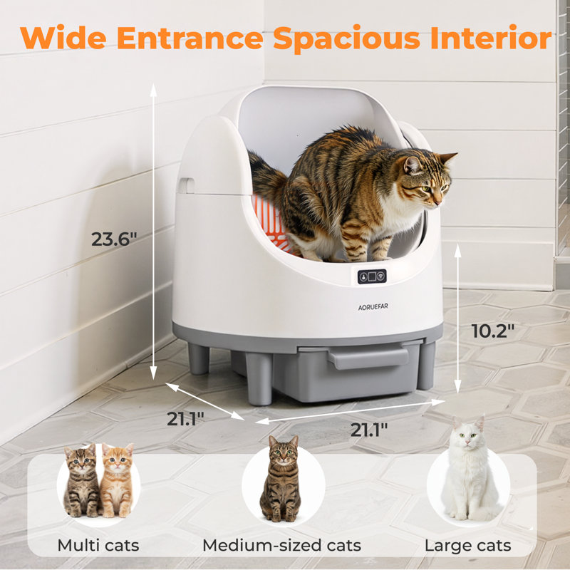 Bac à litière automatique pour chat, bac à litière autonettoyant pour plusieurs chats, protection de sécurité, contrôle intelligent de l'application avec surveillance de la santé du chat, fonctionnement ultra-silencieux, contrôle des odeurs