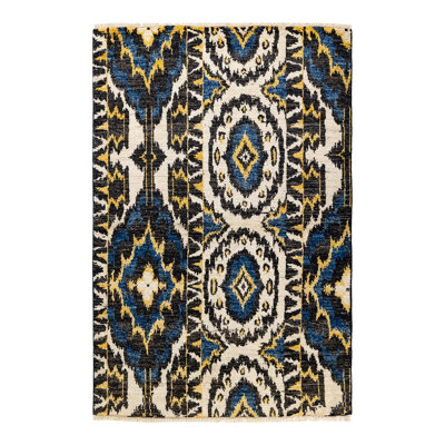 Contemporary One-of-a-Kind 4' 1" X 6' 2" Hand Knotted Area Rug