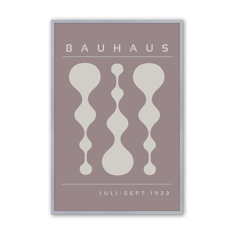 «Warm Taupe» rétro, affiche de Bauhaus II, Chrome poli, H 15,25 po x l 12,25 po x P 1,25 po