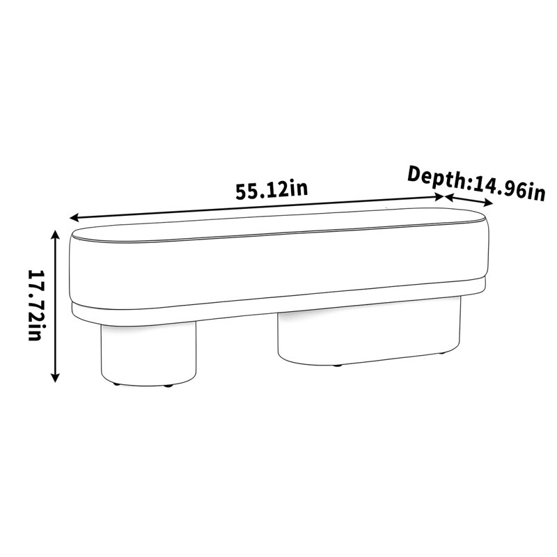 Tabouret à langer en agneau, H 17,72 po x l 55,12 po x P 14,96 po