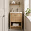 Meuble-lavabo autoportant de 24 po avec lavabo en céramique, 2 portes à fermeture douce et tablette ouverte, armoire de rangement en contreplaqué de chêne pour petite salle de bain, salle d'eau