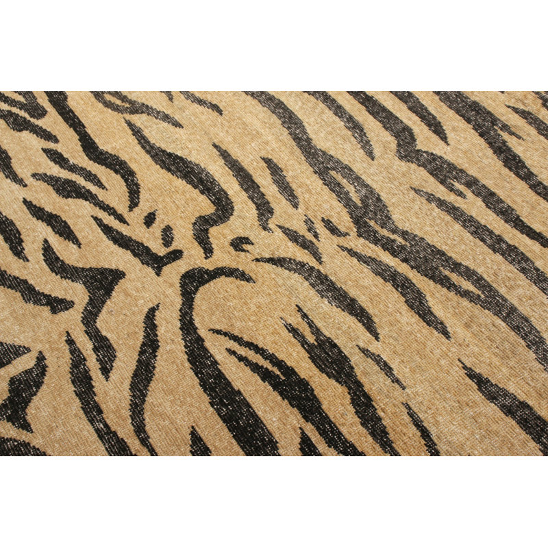 Distressed Homage Hand Knotted Wool Animal Print Area Rug, Runner 3' x 14'