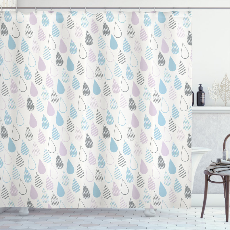 Rideau de douche simple raindrops décoration, H 69 po x l 70 po