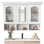 Armoire de salle de bain murale 47 "avec miroir, armoire avec 3 tablettes réglables et 3 compartiments ouverts pour la salle de bain, armoire de rangement au-dessus de la toilette avec portes en verre