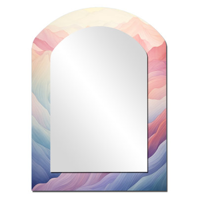Majestic Mountain Views II - Mountains Asymmetrical Unique Wall Mirror, Traditional Unique Shape Mirror, Printed Metal Art