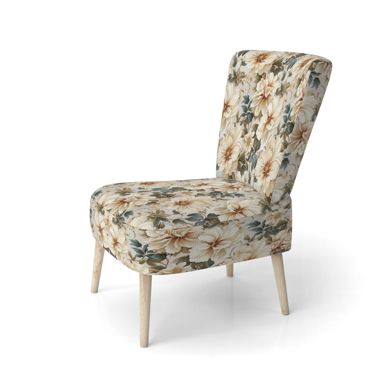 Chaise d'appoint rembourrée beige Beige indémodable et pivoine florale Elegance